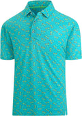 Esabel.C Golf Shirts for Men Dry Fit Performance Short Sleeve Print Moisture Wicking Collared Shirt