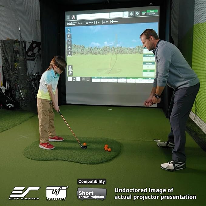 Elite Screens Golf Impact Screen Golf Simulator Impact Screen 10 ft x10 ft, Golf Hitting Screen for Simulator, Enclosed Golf Screen for Training, GolfSim Bay GSB10X10-IPW1145