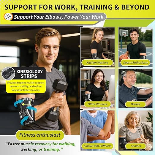 BLITZU Elbow Compression Sleeve for Tendonitis 2 Pack, Tennis Elbow Brace Support for Men and Women Golfers Elbow Pain Relief, Arthritis, Bursitis, Arm Brace for Workout, Weightlifting Nude S