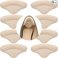 Heel Cushion Pads, 4 Pairs Shoe Inserts for Loose Shoes, Beige Heel Grips Liner for Men and Women