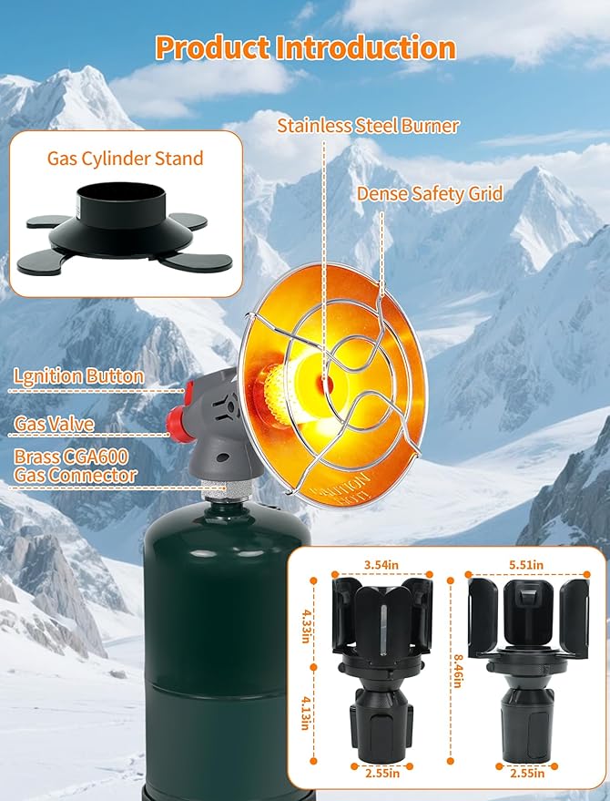 2-in-1 6800 BTU Golf Cart Heater Propane with Storage Box, Adjustable Cup Holder & Camping Base, Compatible with EZGO, Club Car, Yamaha, and More, Golf Cart Accessories (Propane Tank Not Included)
