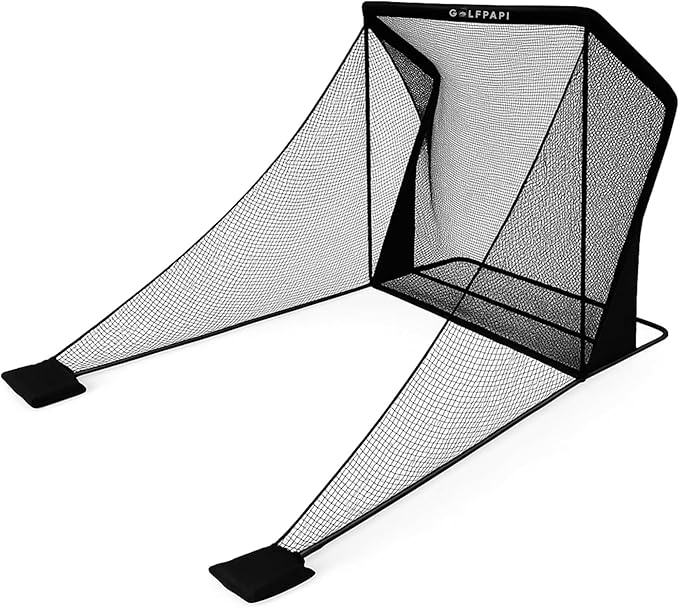 GOLFPAPI Pro Golf Practice Net – Heavy‑Duty 7.5ft & 10ft Steel Frame Hitting Net with 1″ High‑Tension Mesh & Side Shank Protection – Indoor/Outdoor Driving Range & Simulator