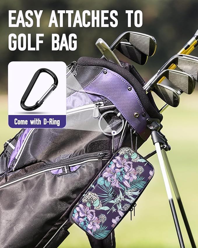 Odor-Absorbing Golf Glove Holder Case for Men Women with Glove Shaper - Fits Golf Club Bag, Golf Organizer Storage for Phone, Tees, Divot Tool, Ball Markers, Golf Gifts for Men Women