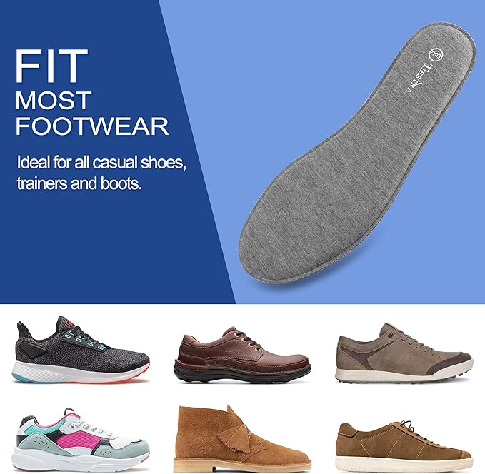 2 Pair -Shoe Inserts for Womens Memory Foam Insoles,Replacement Insoles for Work Boots Running Shoes, Cushion Shock Absorbing for Foot Pain Relief, Comfort Breathable Inner Soles 37EU,US6