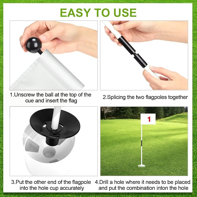 Hungdao 3 Set Golf Flagstick Mini Putting Green Flag for Yard Golf Pin Hole Cup and Flag Set Portable Practice Putting Green Flagsticks for Driving Range Backyard Gift Idea (Stylish,Mixed)