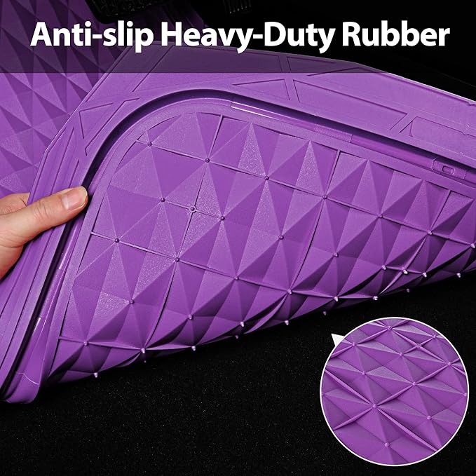 CAR PASS Heavy Duty Rubber Purple Car Floor Mats & Cargo Liners, Deep Dish All-Weather Trunk Mats Durable Anti-Slip 3D Rhombus Waterproof Trim to Fit Liner Universal Fit Auto,Sedan,SUV,Truck, Purple