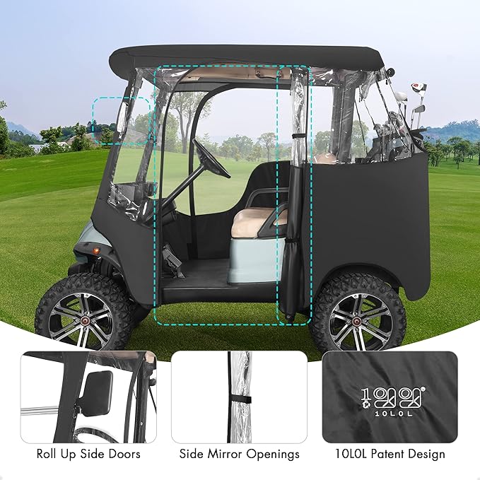10L0L 2 Passenger Golf Cart Enclosure fit Yamaha G29 Drive and Drive 2, 600D Heavy Duty Yamaha Rain Cover with Clear PVC Windshield, Side Mirror Openings, Waterproof Oxford Cloth