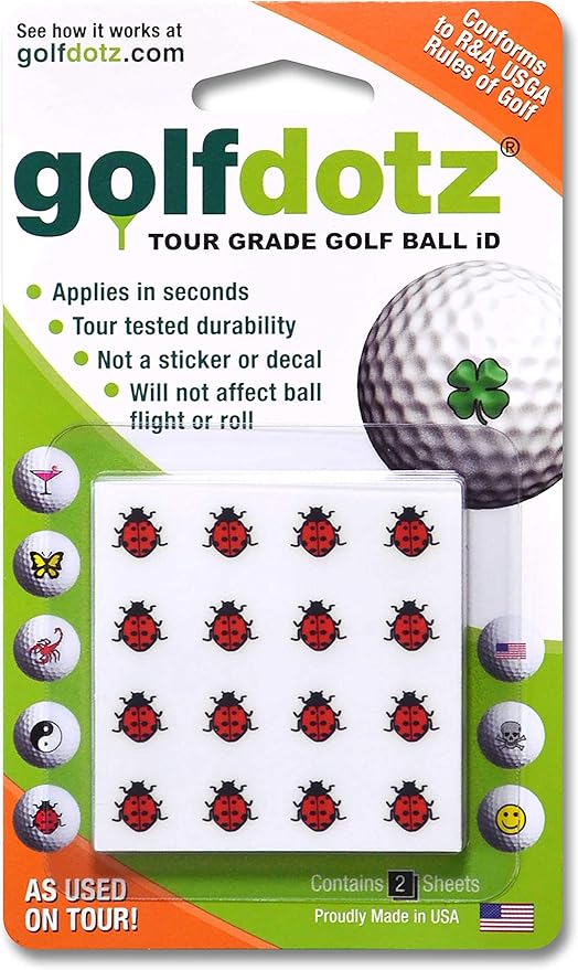 Golfdotz - USGA Rule Conforming Novelty Golf Ball Markers, Golf Ball Stickers for Marking Balls, No More Smearing from Stamps, Gifts for Golfers, Dads, and Retirees, (CreaturesCollection; 18-32 Count)