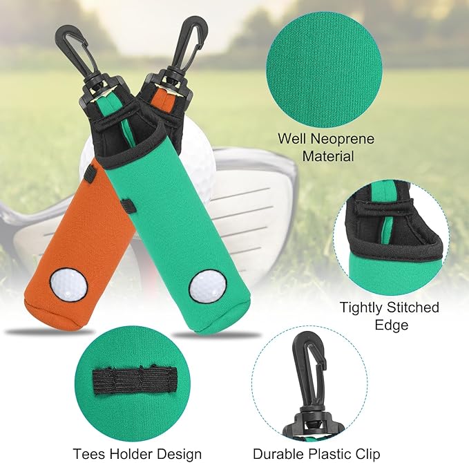 PATIKIL Golf Ball Carry Bag Golf Tee Holder Pouch Portable Neoprene Golf Ball Holder with Clip for Men and Women