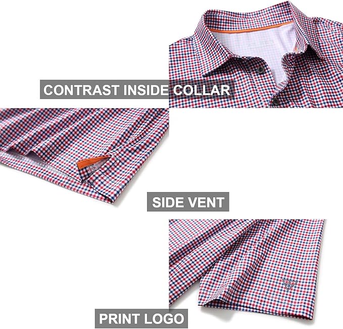 Golf Shirts for Men Dry Fit Short Sleeve Print Performance Moisture Wicking Polo Shirt