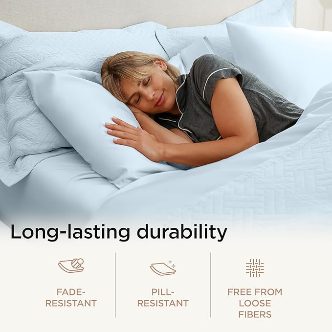 Threadmill Luxury 800 Thread Count 100% Cotton Sheets - Light Blue Sateen Weave Twin Size Bed-Sheets, Better Than Egyptian Cotton,3 Pc Solid Soft Bedding Set, Fits 15" Deep Pocket