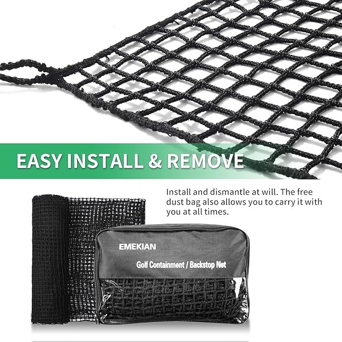 Black Polyester Golf Practice Fence Net, Heavy Duty Golf Ball Barrier Net, Indoor Outdoor Portable Golf Seine Net, Golf Batting Net, Adjustable Protective Net for Backyard
