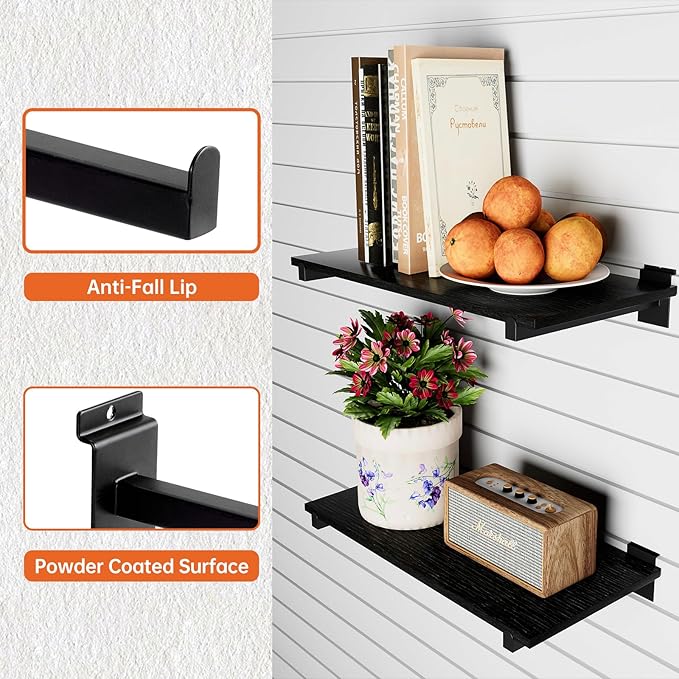 Wood Slatwall Shelves, Slat Wall Shelf Slatwall Acccessory for Garage, Home Improvement, Retail Display (2, 24''x12'')
