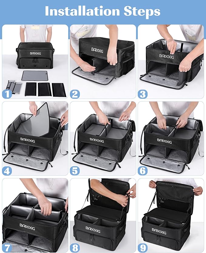 Golf Trunk Organizer, Waterproof Car Golf Locker with Separate Ventilated Compartment for 2 Pair Shoes, Golf Storage for Balls, Tees, Cap, Clothes, Gloves, Accessories, Gifts for Men, Women