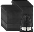 20 Pack Shoe Bags for Travel, Large Travel Shoe Bags for Packing with Clear Window, Dustproof Drawstring Travel Shoe Storage Bags Travel Essentials for Men & Women, Black (20, Black)