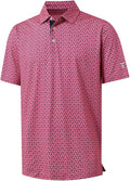 M MAELREG Mens Golf Shirt Short Sleeve Dry Fit Print Moisture Wicking Performance Patterns Collared Polo Shirt