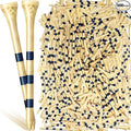 Jadive Bamboo Golf Tees 3-1/4 Inches Stable Long Wooden Tees for Golf Activities, Natural Color and Blue