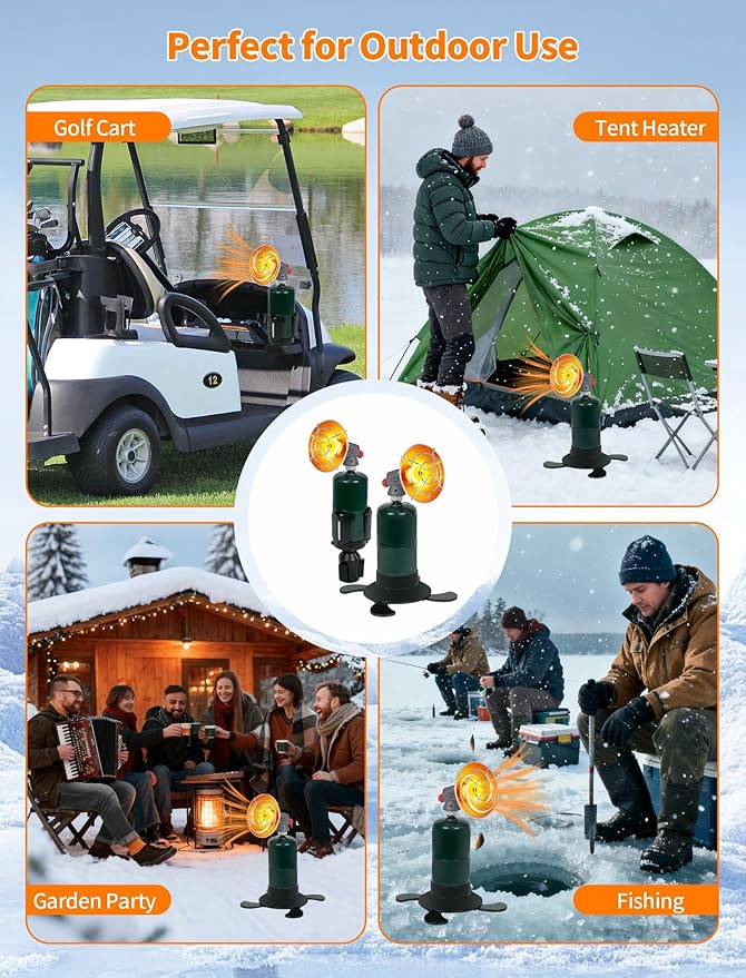 2-in-1 6800 BTU Golf Cart Heater Propane with Storage Box, Adjustable Cup Holder & Camping Base, Compatible with EZGO, Club Car, Yamaha, and More, Golf Cart Accessories (Propane Tank Not Included)