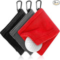 Flutesan 3 Pieces Golf Ball Towel 5.5 x 5.5 Inch, Wet and Dry Small Pocket Towel with D Clip Portable Golf Ball Cleaner Accessories for Men Women Course Exercise