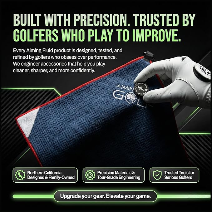 Magnetic 3-Stage Cleaning System Golf Towel - Microfiber Rag with Magnet for Golfcart Bags for Men and Women Golfers Accessories (Cool Grey, 16" x 24" Stubby)