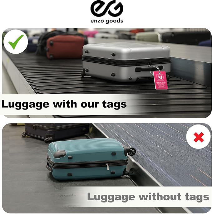 Personalized Luggage Tag | 4 Pack | Custom Luggage Tags for Suitcases | Kids Backpack Tag | 10 Color Options & Choose Font, Font Color