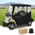 2-Person Golf Cart Rain Enclosure for EZGO TXT/RXV | All-Weather Waterproof Driving Cover with 600D Fabric & 4-Side Clear PVC Windows | Windproof & Full Protection