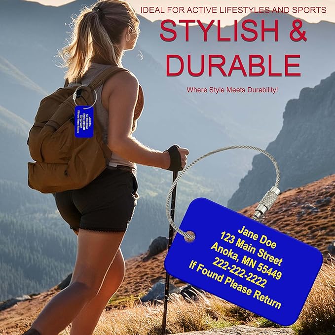 High Visibility Multi Pack Customized Tavel ID Tag - Luggage Tag - Golf Bag ID - Personalized ID Travel Tag - Imprinted Luggage Tag - Luggage, Bikes, Sport Equipment and More. (4)