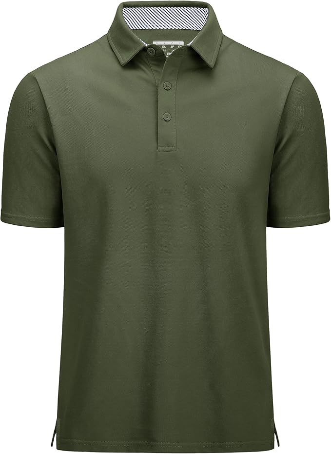 MAGCOMSEN Men's Polo Shirts Short Sleeve Cotton Pique 3 Button Classic Fit Casual T-Shirt Performance Golf Shirts