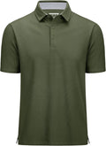 MAGCOMSEN Men's Polo Shirts Short Sleeve Cotton Pique 3 Button Classic Fit Casual T-Shirt Performance Golf Shirts