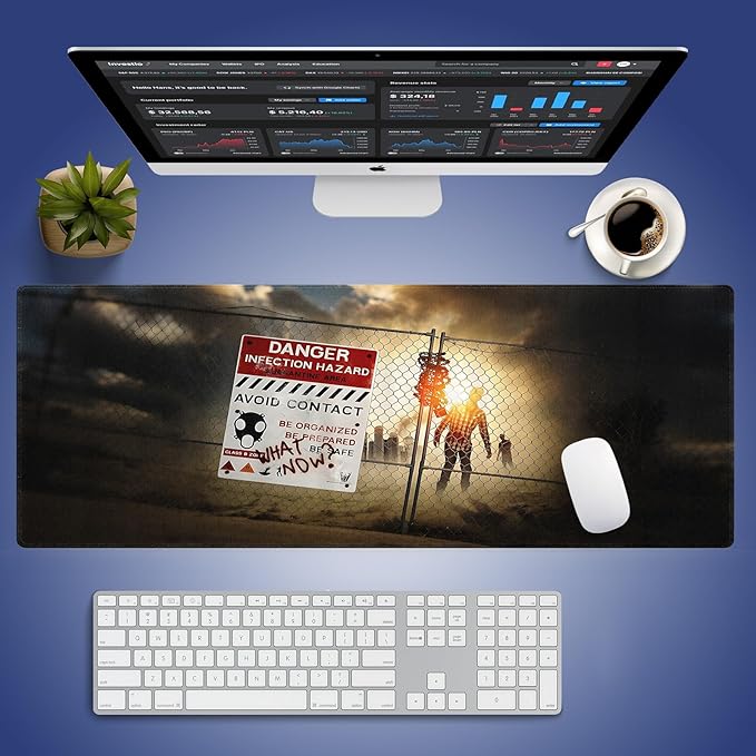 Wknoon. Extra Large Gaming & Office Mouse Pad (31.5" x 11.8") with Durable Stitched Edges – Zombie Dead Man Walking in Dark Danger Scary Scene Halloween Infection Design, Extended XXL Desk Mat