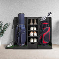 Wooden Golf Bag Organizer for Garage with Drawers, 2 Golf Bag Holder with Club Holders On Side for Car Garage Club Shed Basement, Gray