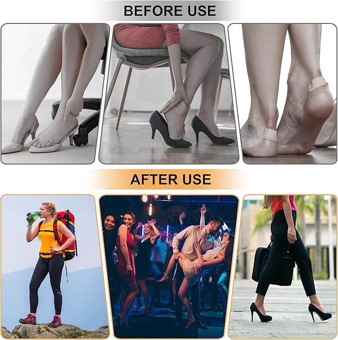 6 Pairs Heel Cushion Pads for Too Big Shoes - Protectors to Prevent Heel Pain, Blisters and Rubbing, Anti Slip Fillers Make Shoes Fit Tighter