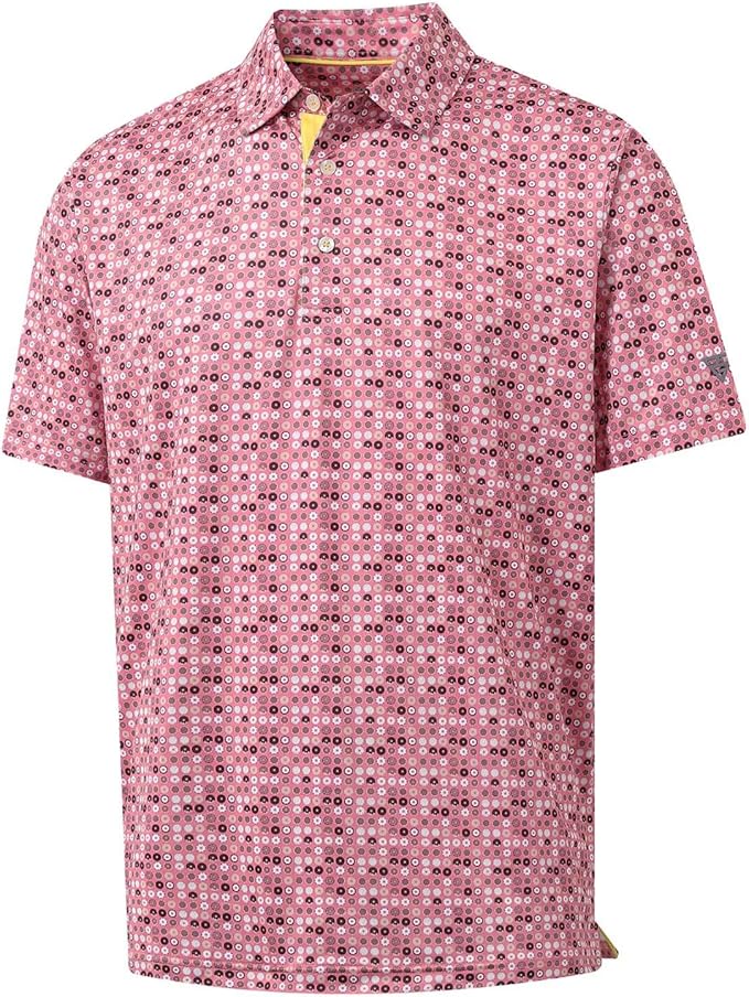 M MAELREG Mens Golf Shirt Short Sleeve Dry Fit Print Moisture Wicking Performance Patterns Collared Polo Shirt
