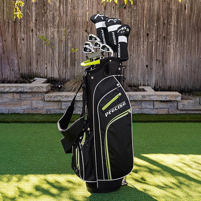 Precise M3 Men’s 14-Piece Golf Set – 460cc Driver, Wood, Hybrid, 6-PW Irons, Putter, Stand Bag, 3 Headcovers and Cover - RH