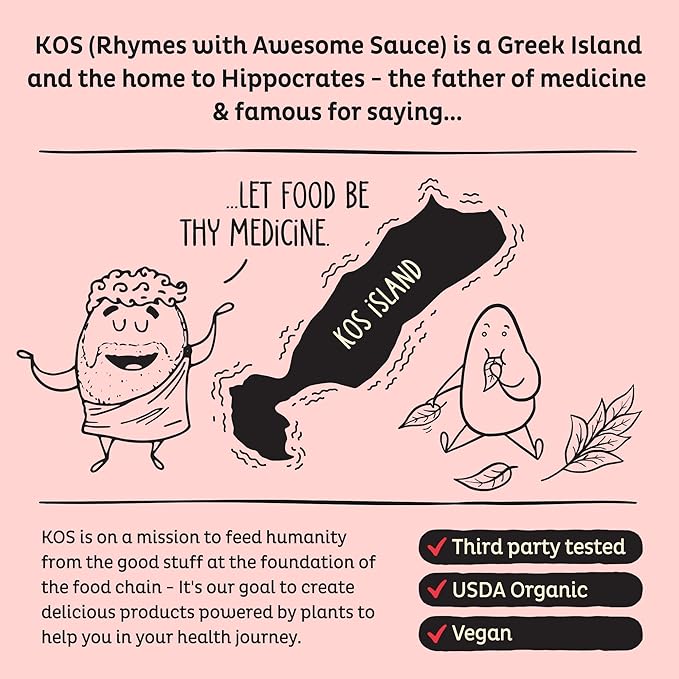KOS Vegan Protein Powder, Strawberry and Cream Organic Pea Protein Blend, Plant Based Superfood with 12 Vitamins and Minerals, Made Without Dairy - Meal Replacement for Women & Men, 15 Servings