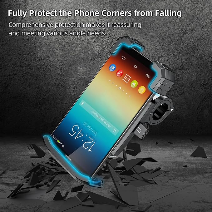 Roykaw Golf Push Cart Phone Holder Mount Compatible with Caddytek,Clicgear,Sun Mountain,Rovic, Caddy, Bag Boy,Golf Push Cart Accessories for Cell Phones,Full Silicone Protection/ 360°Rotatable