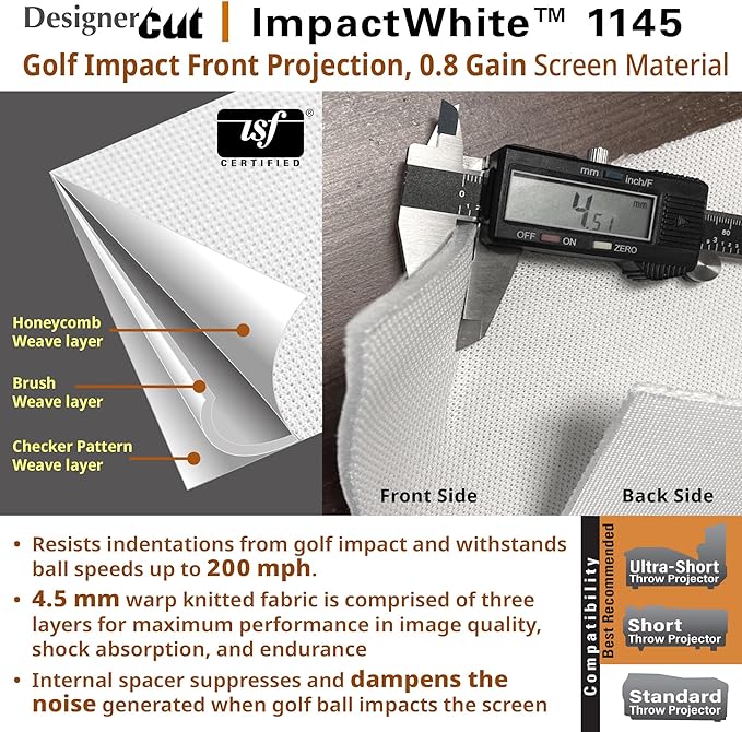 Elite Screens Designer Cut, 10'x10' ImpactWhite DIY Raw Projector Screen Material for Golf/Multi-Sport Simulation, Folded Packing RM-10X10-IPW1145