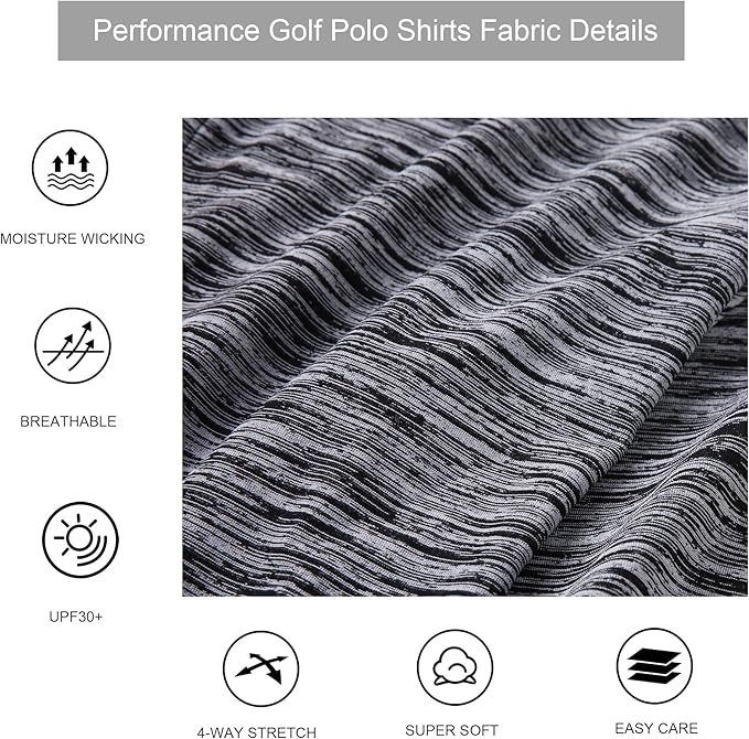 Alex Vando Mens Golf Shirt Moisture Wicking Quick-Dry Short Sleeve Casual Polo Shirts for Men