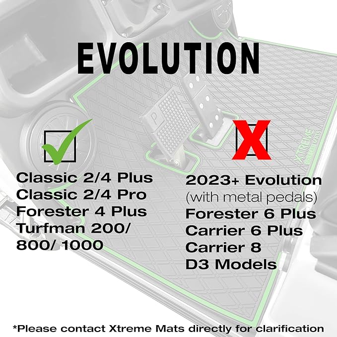 Xtreme Mats Evolution Golf Cart Floor Mat, Full Coverage Golf Cart Liner Protects OEM Flooring - Only Fits Evolution Classic Plus/Classic Pro/Forester/Turfman Carts (2022 and Prior) - Beige Trim