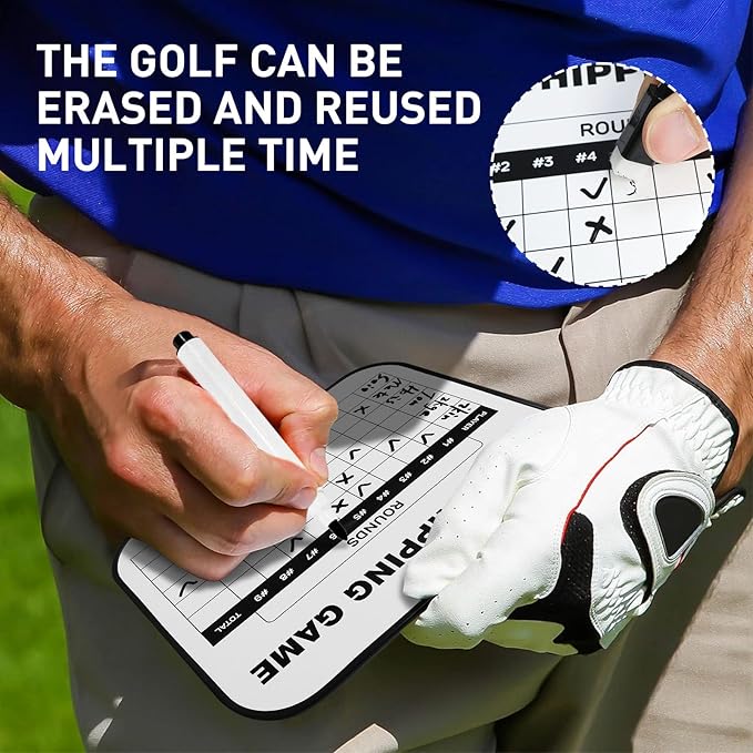 Golf Scorecard Board Erasable with 1 Free Pen, Plastic Write on Whiteboard Dry Erase Score Card Holder Accessories Gift for Men Women Golfer