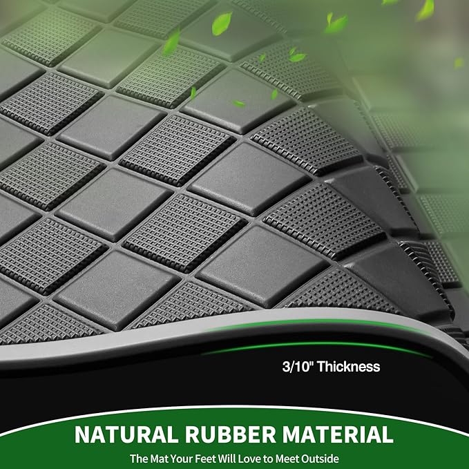 Golf Cart Floor Liner Mat 8mm Thick Rubber Full Coverage Fit for Club Car DS 1982-2013 / Villager 1982-2018 Carts Heavy-Duty Non-Slip Front Feet Mats Replacement Easy to Clean - Grey Trim