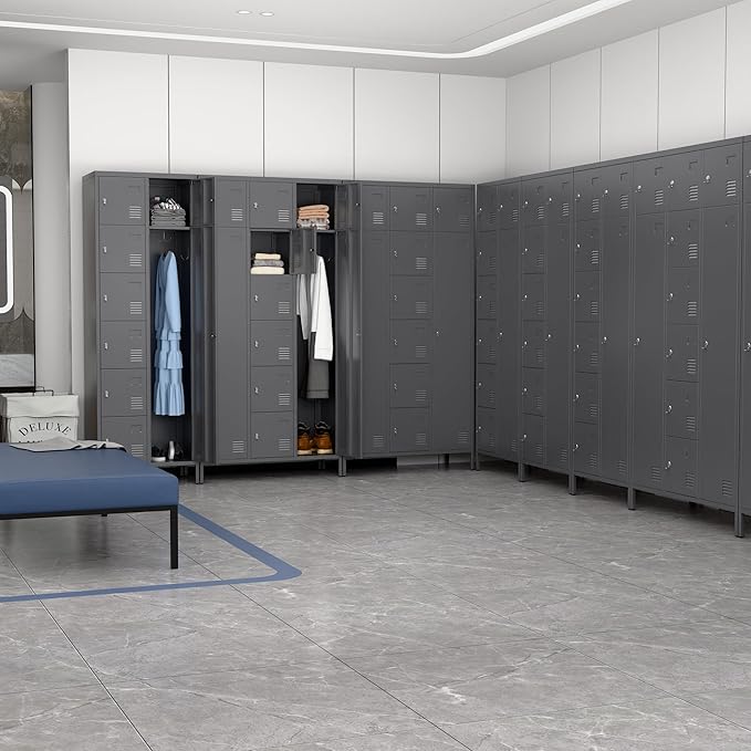 METAN Metal Locker for School Office Gym Bedroom, 10 Doors Steel Storage Locker Cabinet for Employees, Industrial Storage Locker, Assembly Required (Dark Gray)