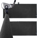 4Monster Golf Towels 2-Pack with Detachable Magnet and Portable Pouch, Quick-Dry Microfiber Golf Towel Set for Golf Bags,Custom Towel Gifts for Men or Women (2, Black)