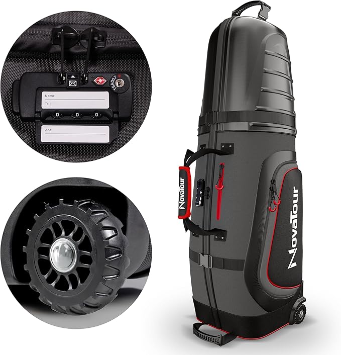 Golf Travel Bag for Airlines: Hard Case Top, Waterproof Zippers, 1680D Oxford Fabric, Built-in TSA Lock, Oversized Tank Wheels, Lightweight, Easy to Maneuver – Maximum Club Protection