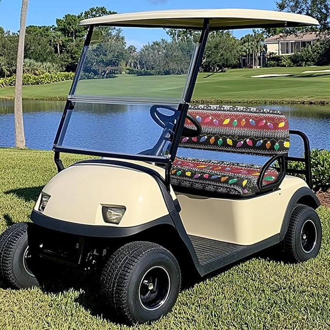 Golf Cart Seat Covers, Universal Fit & Nonskid Bottom Fits for Club Car 2 Person Seats Golf Carts
