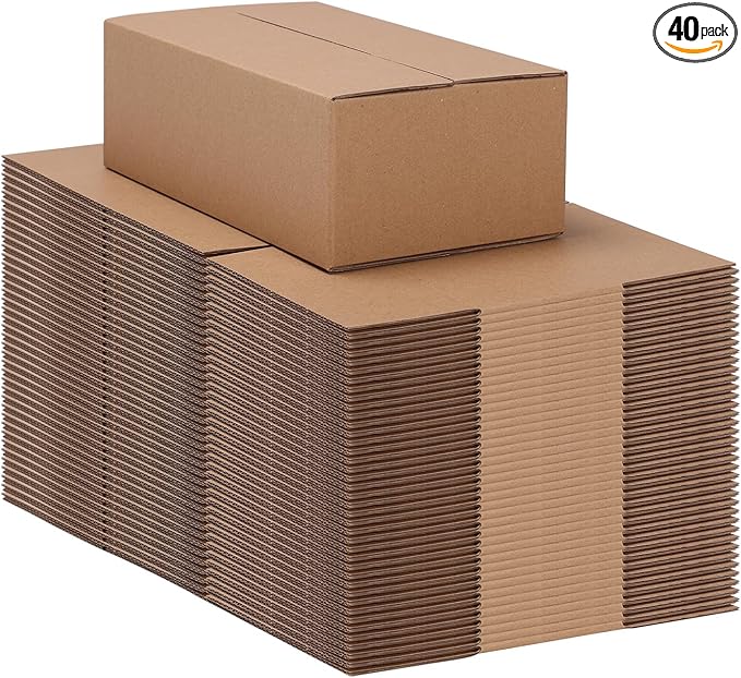 9x5x3 Shipping Boxes Set of 40, Brown Kraft Corrugated Cardboard Small Boxes Mailers for Business Packaging