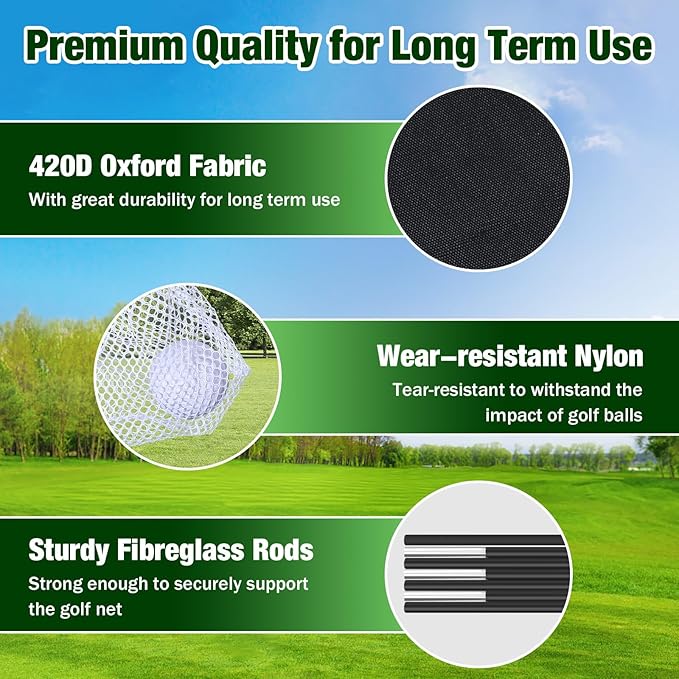 MoKo Golf Net with Practice Mat, 10 x 7 ft Golf Hitting Net for Outdoor Indoor Backyard Driving Chipping Swing Training, All-in-One Multi-Target Practice Nets, Gifts for Men Dad Him and Golfer