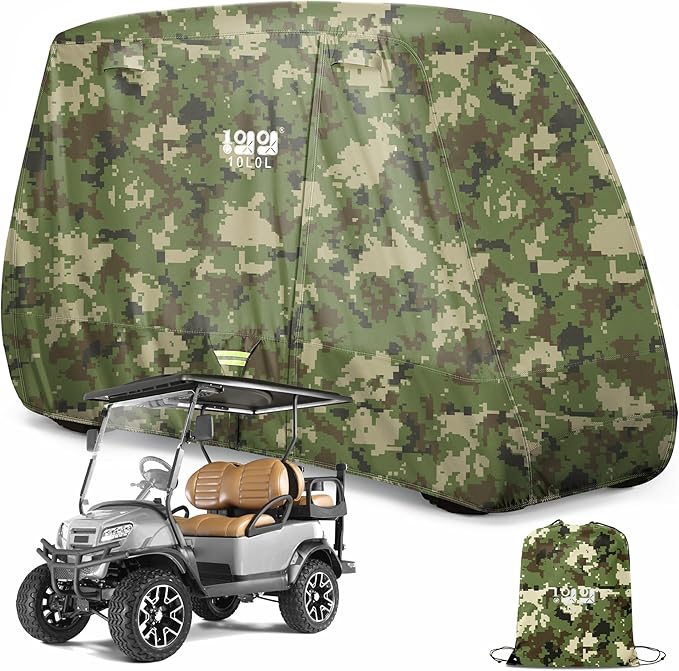 10L0L Heavy Duty 650D Golf Cart Cover for 2/4/6 Passengers EZGO, Club Car and Yamaha, All Weather Outdoor Protection Weatherproof
