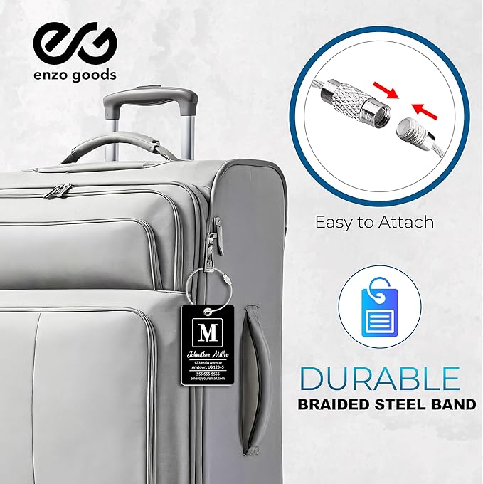 Personalized Luggage Tag | Custom Luggage Tags for Suitcases | Kids Backpack Tag | 10 Color Options & Choose Font, Font Color