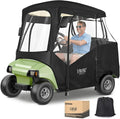 10L0L Golf Cart Driving Enclosure for 2 Passenger Club Car DS & Precedent, Waterproof Windproof Oxford Cloth 4-Sided Full Protection Club Car Rain Cover Weather Enclosure (Black/Transparent)